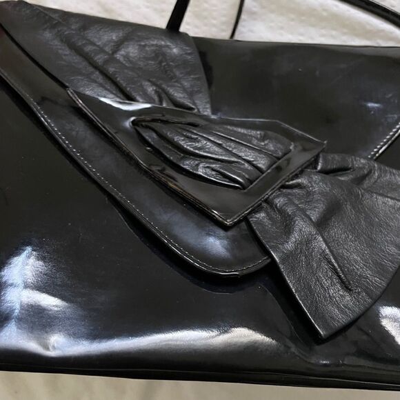 XL Vintage black patent clutch/shoulder bag - Picture 2 of 5